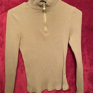 ZIP FRONT RIB KNIT TEE